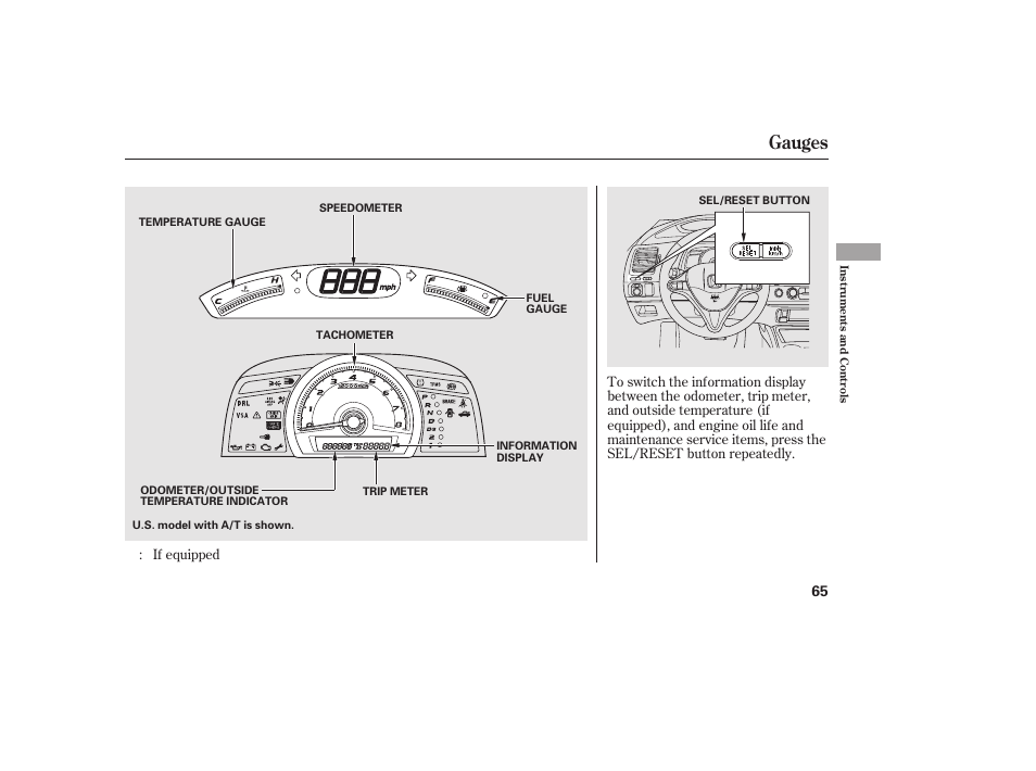 Gauges | HONDA 2010 Civic Coupe User Manual | Page 71 / 402