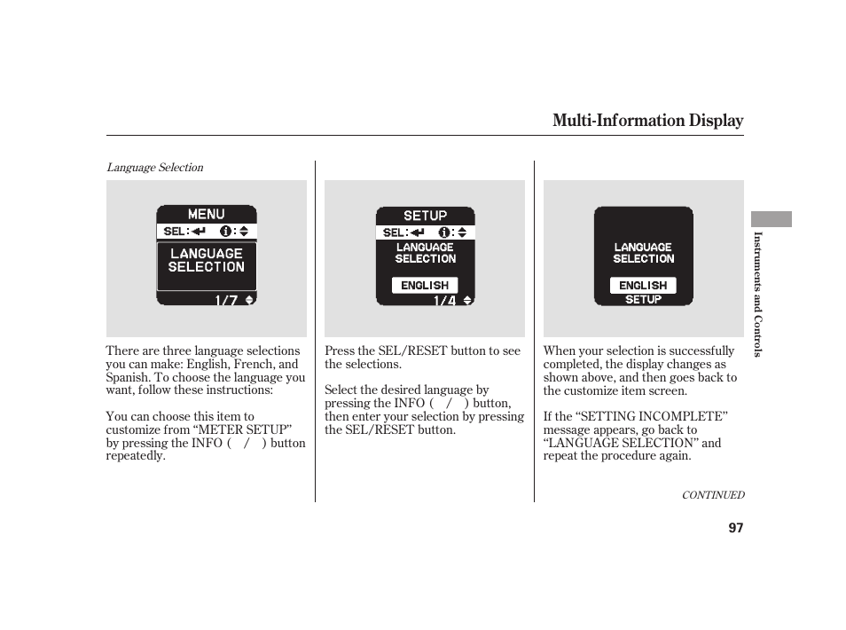 Multi-information display | HONDA 2010 Insight User Manual | Page 103 / 454