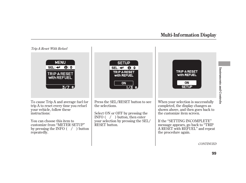 Multi-information display | HONDA 2010 Insight User Manual | Page 105 / 454