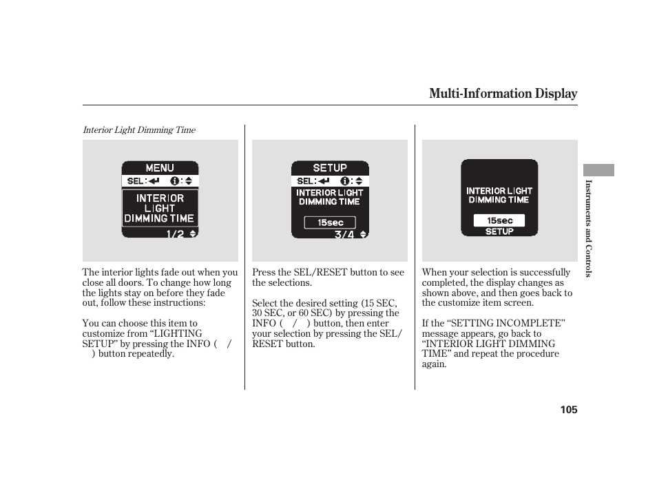 Multi-information display | HONDA 2010 Insight User Manual | Page 111 / 454