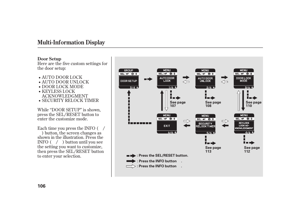 Multi-information display | HONDA 2010 Insight User Manual | Page 112 / 454