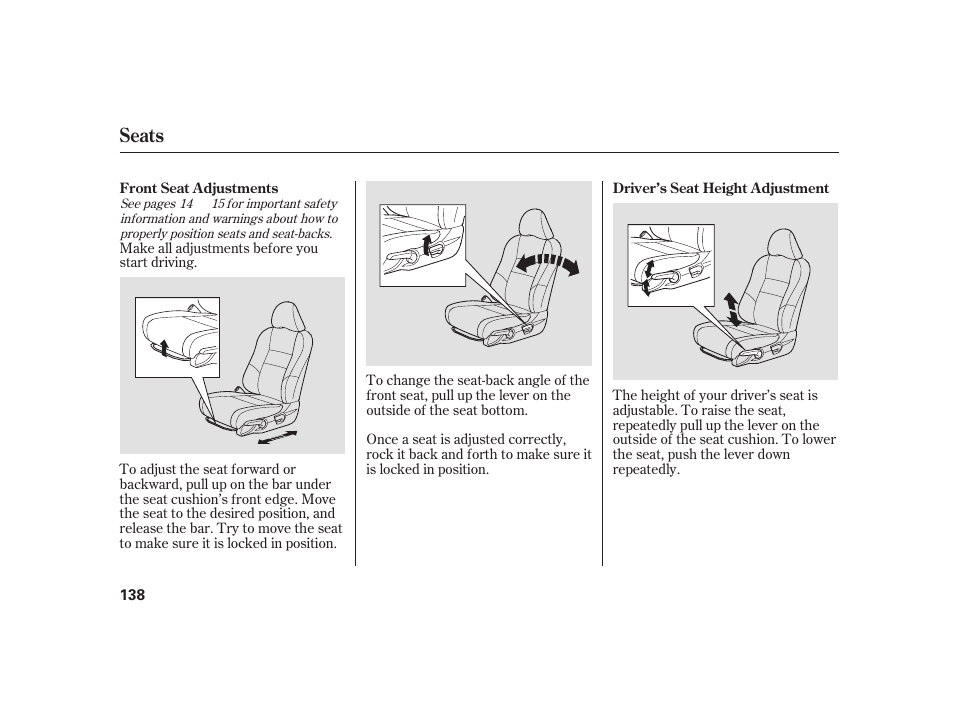 Seats | HONDA 2010 Insight User Manual | Page 144 / 454