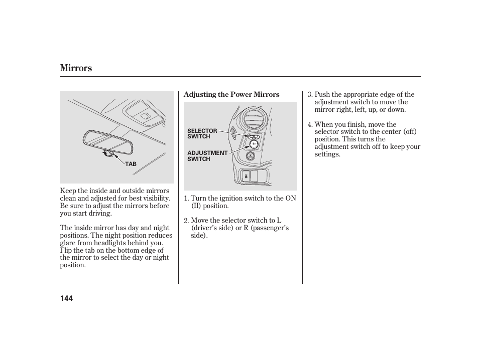 Mirrors | HONDA 2010 Insight User Manual | Page 150 / 454