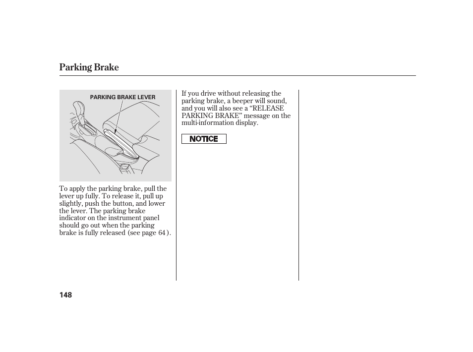 Parking brake | HONDA 2010 Insight User Manual | Page 154 / 454