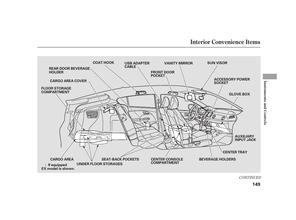 Interior convenience items | HONDA 2010 Insight User Manual | Page 155 / 454