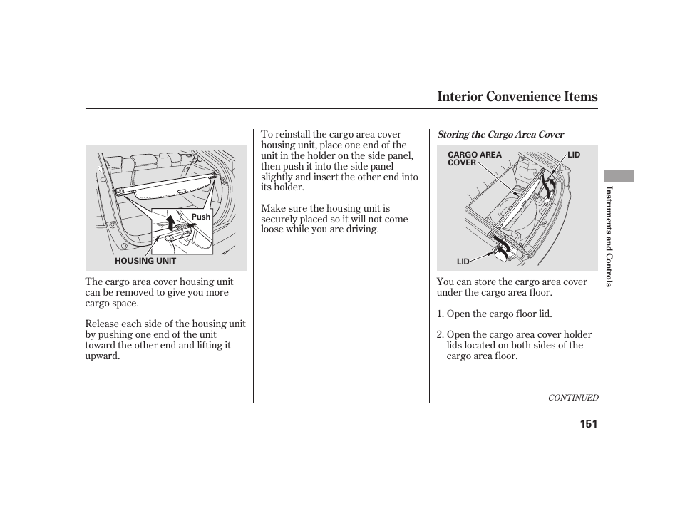 Interior convenience items | HONDA 2010 Insight User Manual | Page 157 / 454