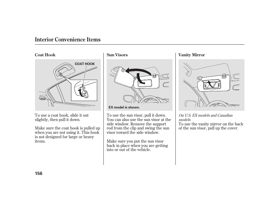 Interior convenience items | HONDA 2010 Insight User Manual | Page 162 / 454