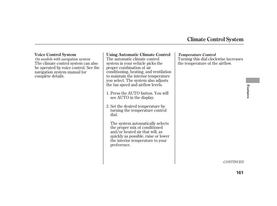 Climate control system | HONDA 2010 Insight User Manual | Page 167 / 454