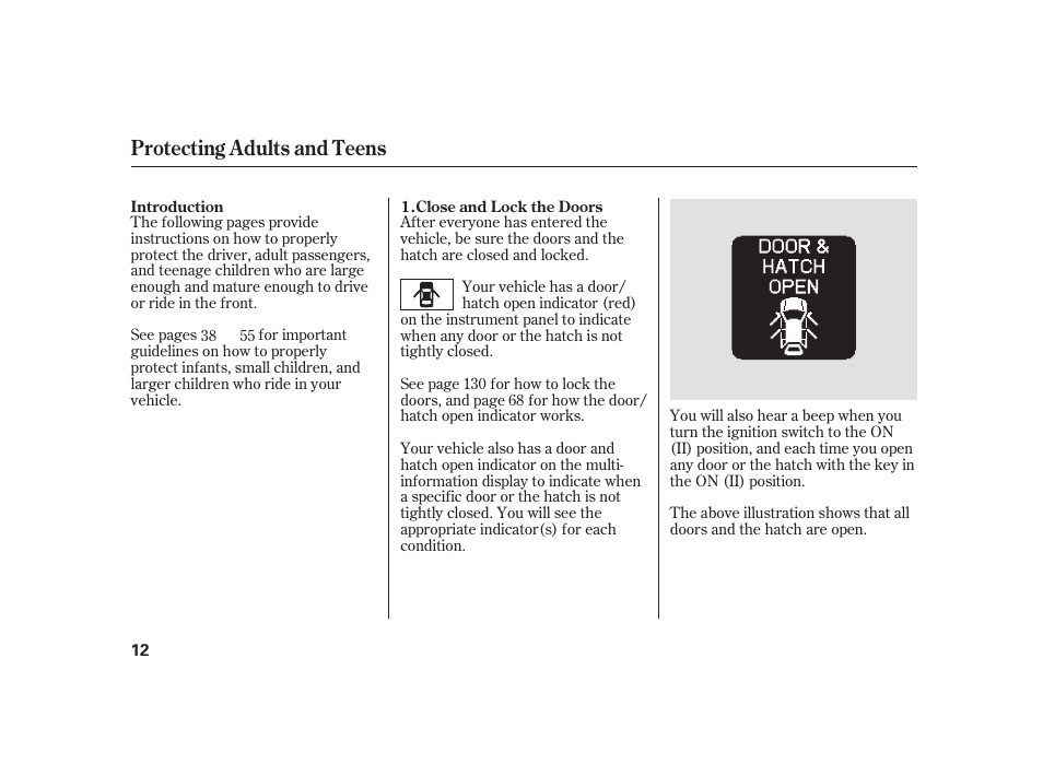Protecting adults and teens | HONDA 2010 Insight User Manual | Page 18 / 454