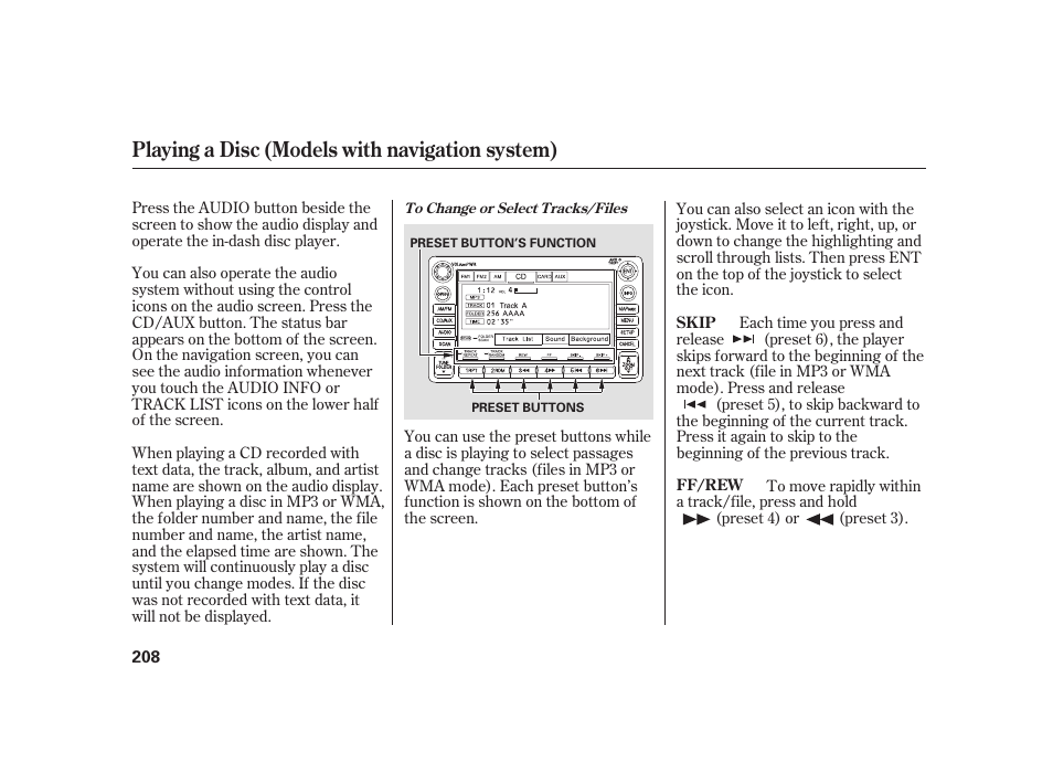 Playing a disc (models with navigation system) | HONDA 2010 Insight User Manual | Page 214 / 454