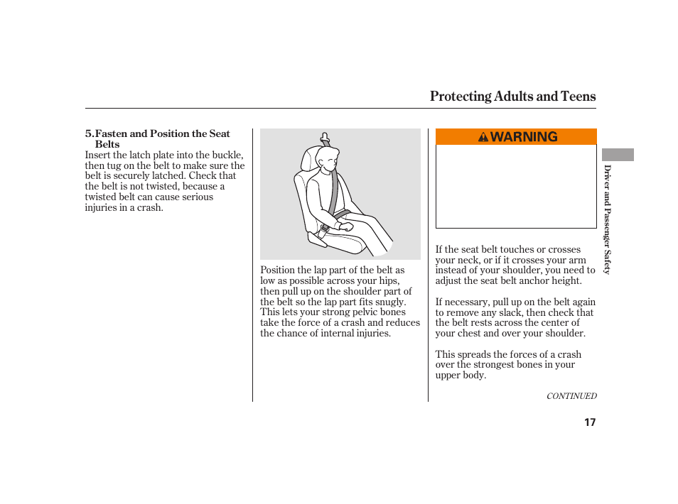 Protecting adults and teens | HONDA 2010 Insight User Manual | Page 23 / 454