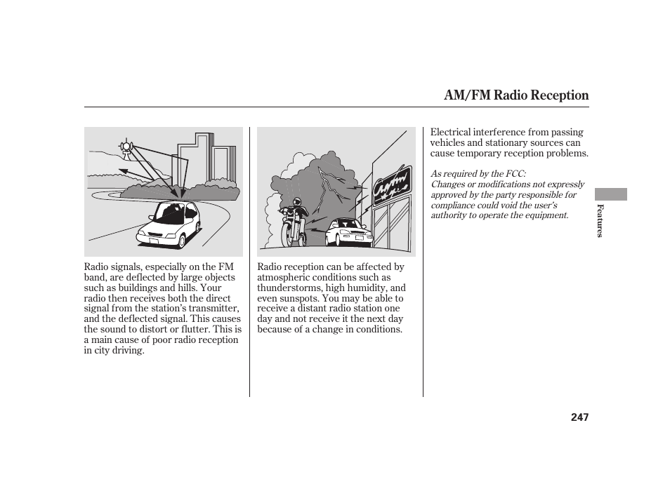 Am/fm radio reception | HONDA 2010 Insight User Manual | Page 253 / 454