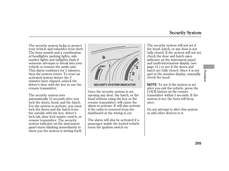 Security system | HONDA 2010 Insight User Manual | Page 261 / 454