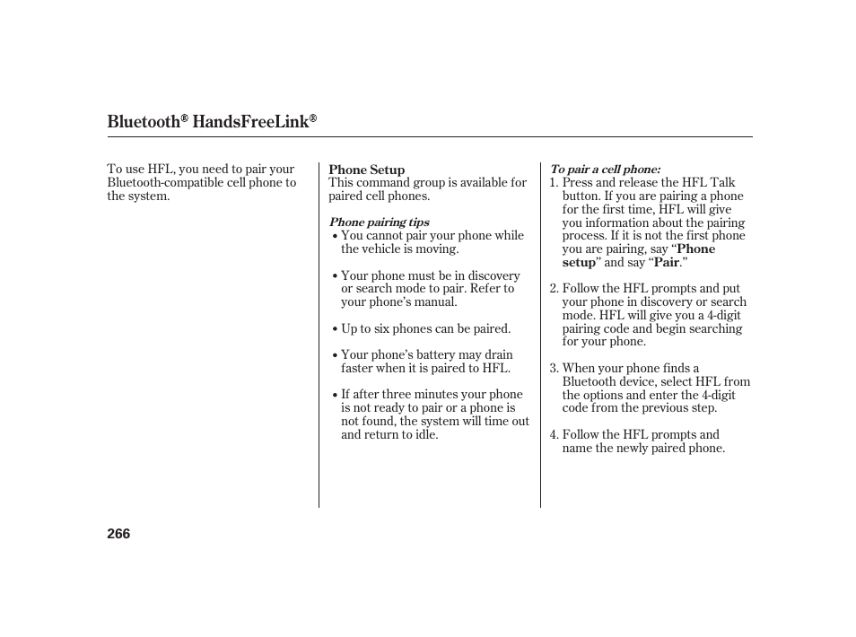 Bluetooth handsfreelink | HONDA 2010 Insight User Manual | Page 272 / 454