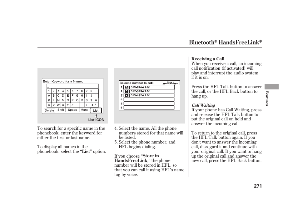 Bluetooth handsfreelink | HONDA 2010 Insight User Manual | Page 277 / 454