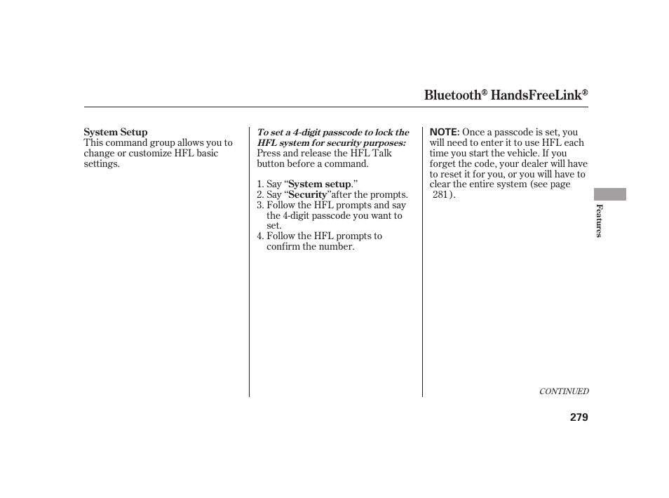 Bluetooth handsfreelink | HONDA 2010 Insight User Manual | Page 285 / 454