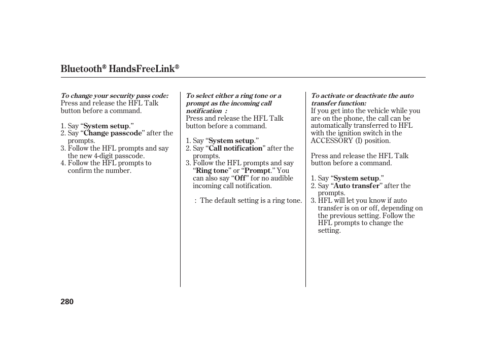 Bluetooth handsfreelink | HONDA 2010 Insight User Manual | Page 286 / 454