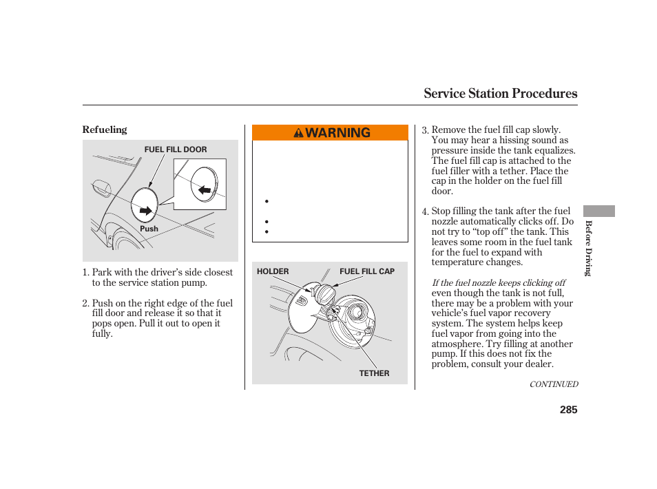 Service station procedures | HONDA 2010 Insight User Manual | Page 291 / 454