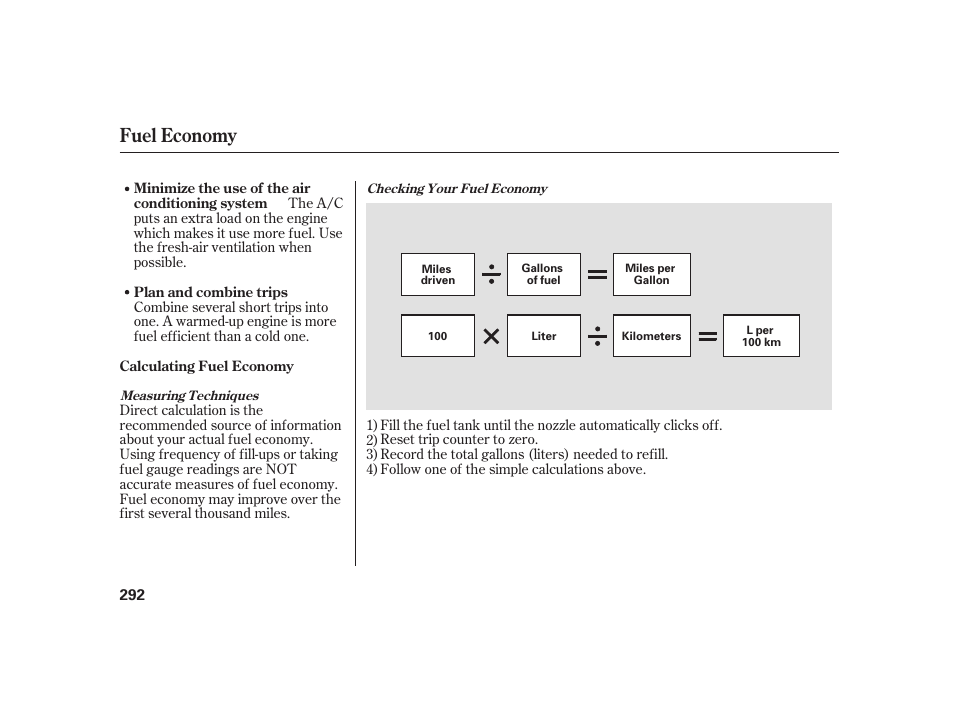 Fuel economy | HONDA 2010 Insight User Manual | Page 298 / 454