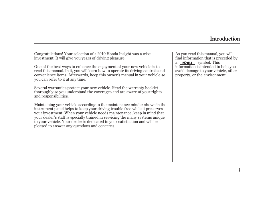 Introduction | HONDA 2010 Insight User Manual | Page 3 / 454