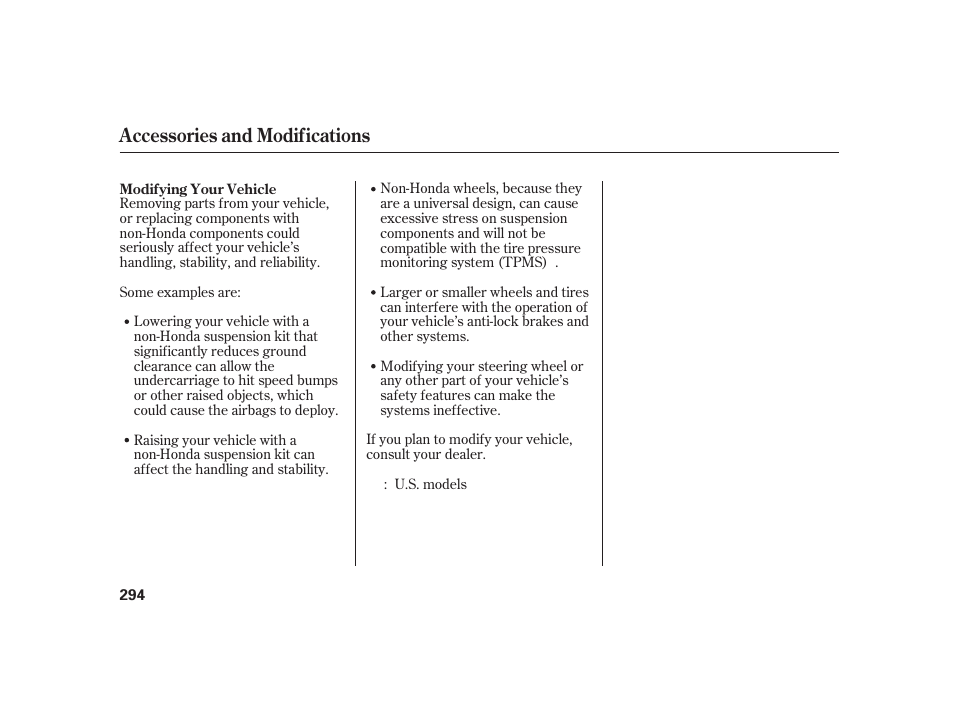 Accessories and modifications | HONDA 2010 Insight User Manual | Page 300 / 454