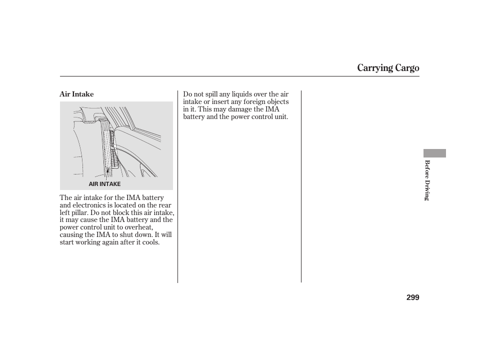 Carrying cargo | HONDA 2010 Insight User Manual | Page 305 / 454