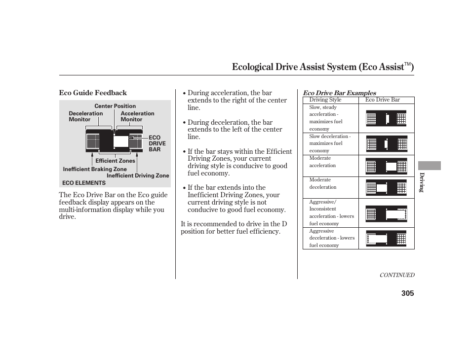 Ecological drive assist system (eco assist ) | HONDA 2010 Insight User Manual | Page 311 / 454