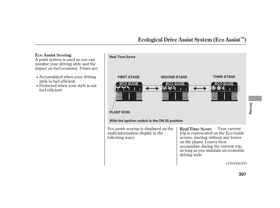 Ecological drive assist system (eco assist ) | HONDA 2010 Insight User Manual | Page 313 / 454