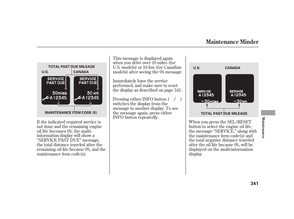 Maintenance minder | HONDA 2010 Insight User Manual | Page 347 / 454