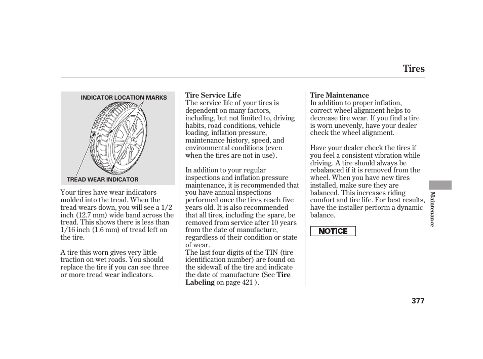 Tires | HONDA 2010 Insight User Manual | Page 383 / 454