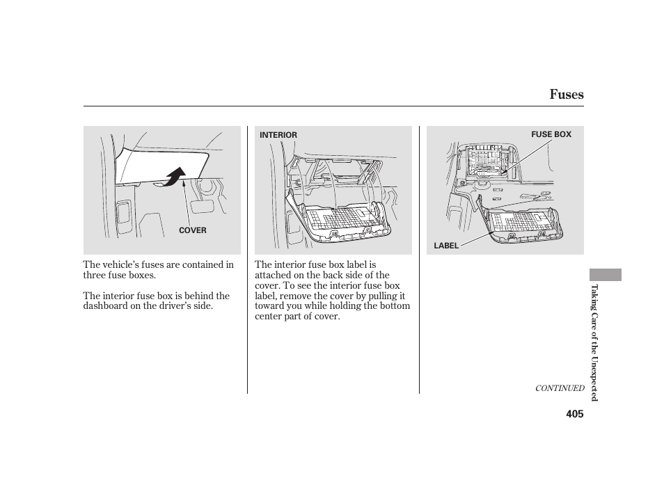 Fuses | HONDA 2010 Insight User Manual | Page 411 / 454