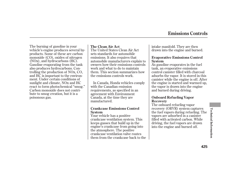 Emissions controls | HONDA 2010 Insight User Manual | Page 431 / 454