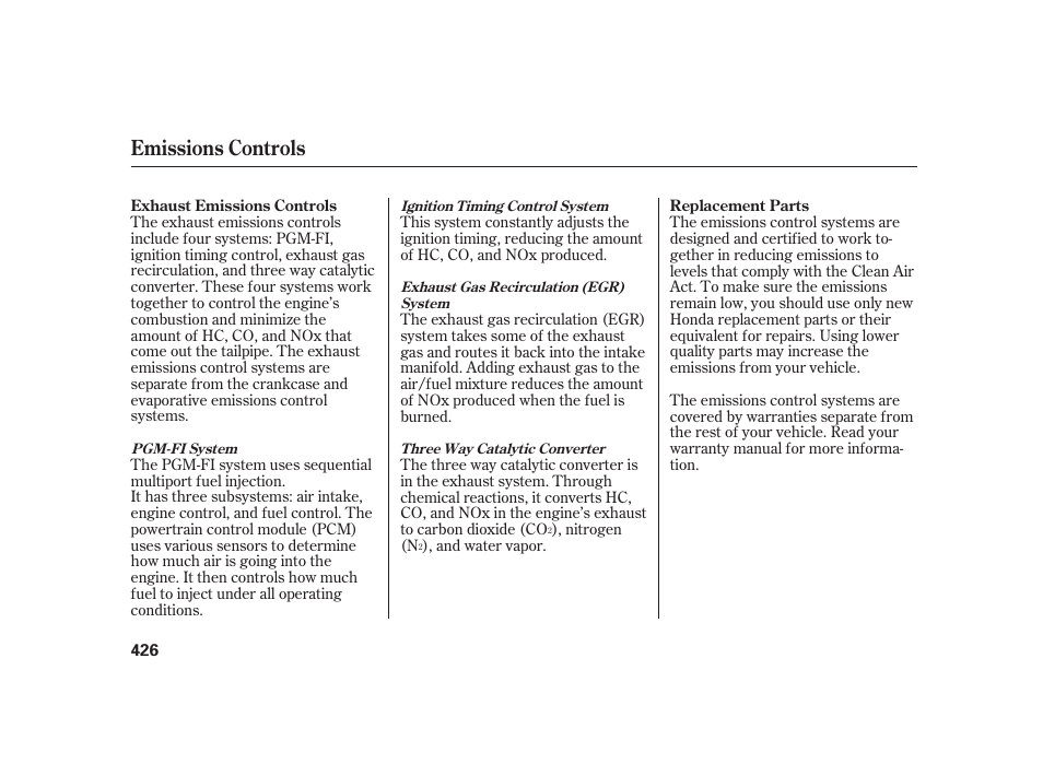 Emissions controls | HONDA 2010 Insight User Manual | Page 432 / 454