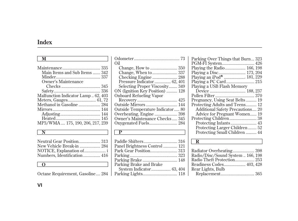 Index | HONDA 2010 Insight User Manual | Page 448 / 454