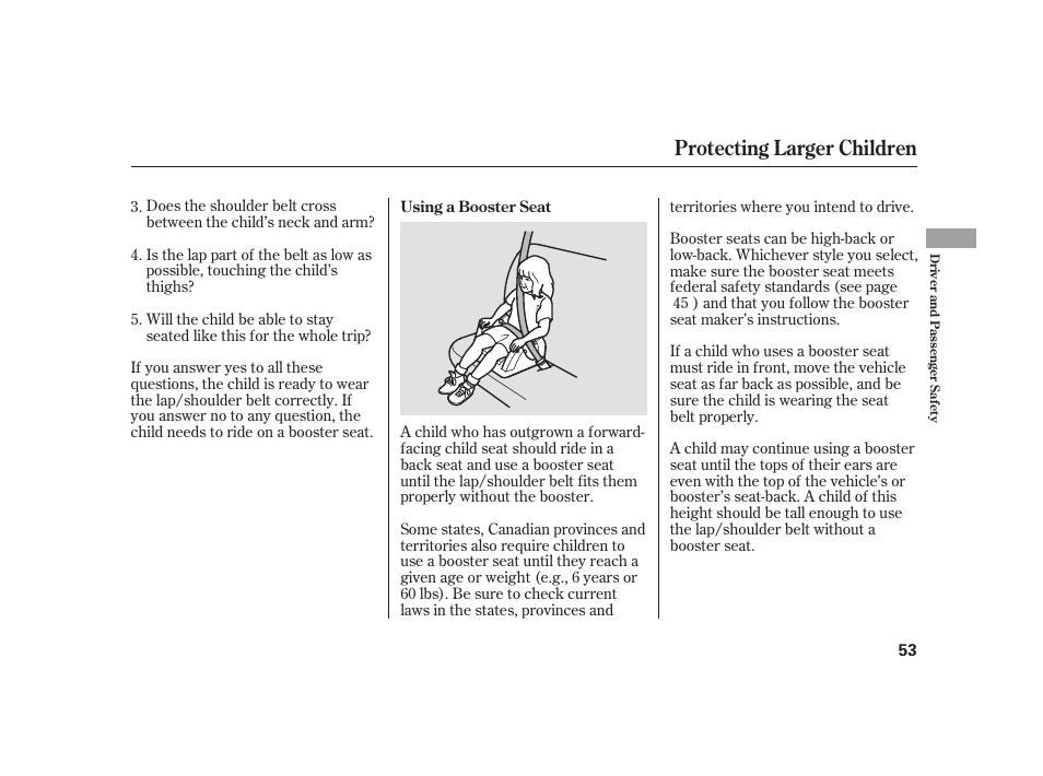 Protecting larger children | HONDA 2010 Insight User Manual | Page 59 / 454