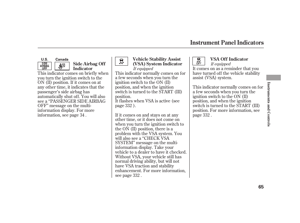 Instrument panel indicators | HONDA 2010 Insight User Manual | Page 71 / 454