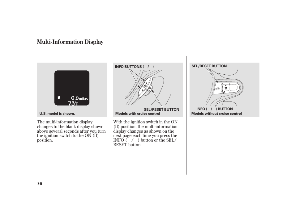 Multi-information display | HONDA 2010 Insight User Manual | Page 82 / 454