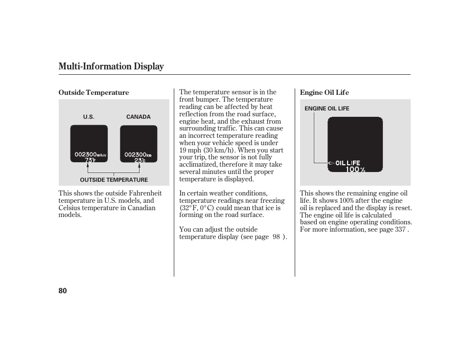 Multi-information display | HONDA 2010 Insight User Manual | Page 86 / 454
