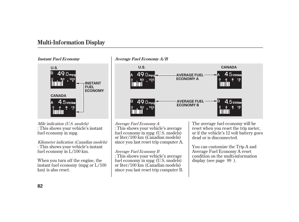 Multi-information display | HONDA 2010 Insight User Manual | Page 88 / 454