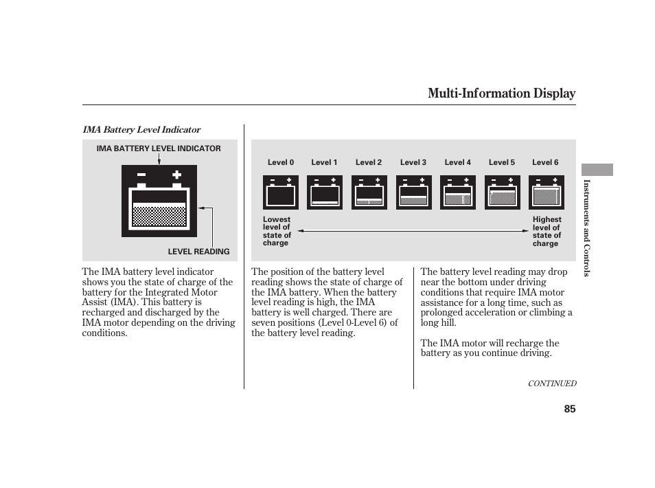 Multi-information display | HONDA 2010 Insight User Manual | Page 91 / 454