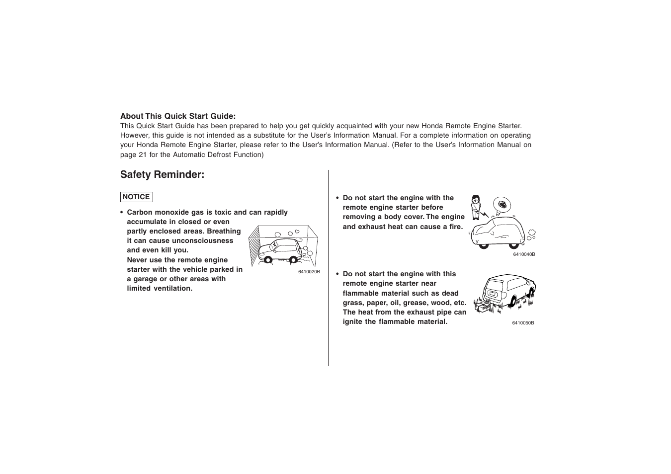 Safety reminder | HONDA 08E91-E22-100-8A User Manual | Page 6 / 7