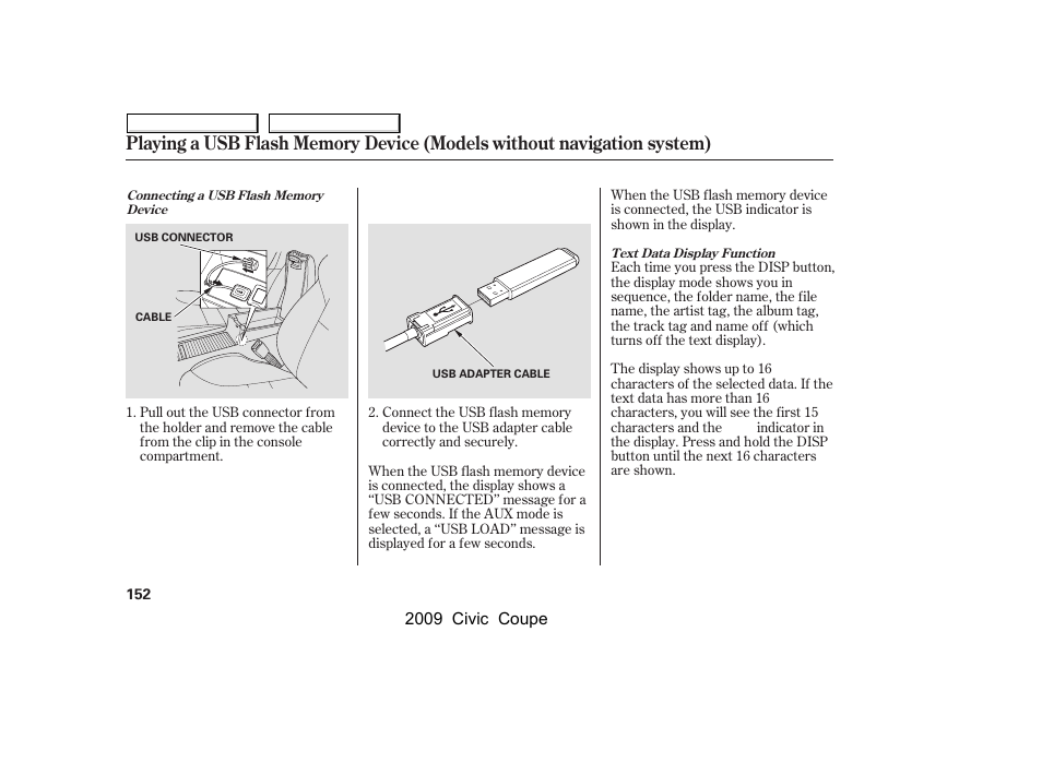 HONDA 2009 Civic Coupe User Manual | Page 155 / 412