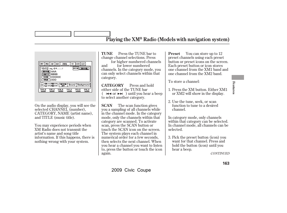 HONDA 2009 Civic Coupe User Manual | Page 166 / 412