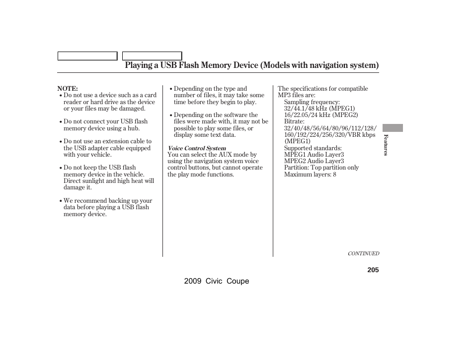 HONDA 2009 Civic Coupe User Manual | Page 208 / 412