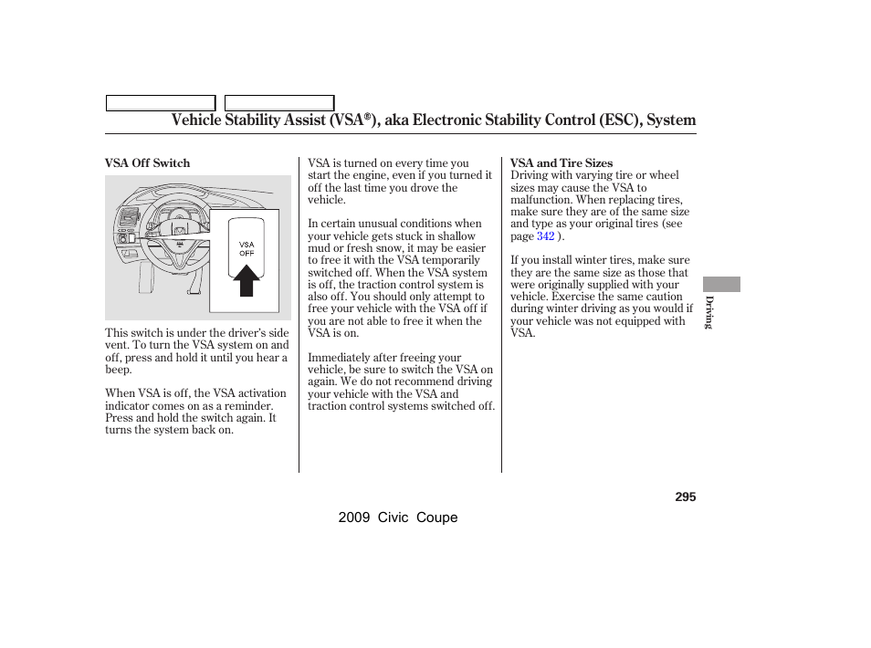 HONDA 2009 Civic Coupe User Manual | Page 298 / 412