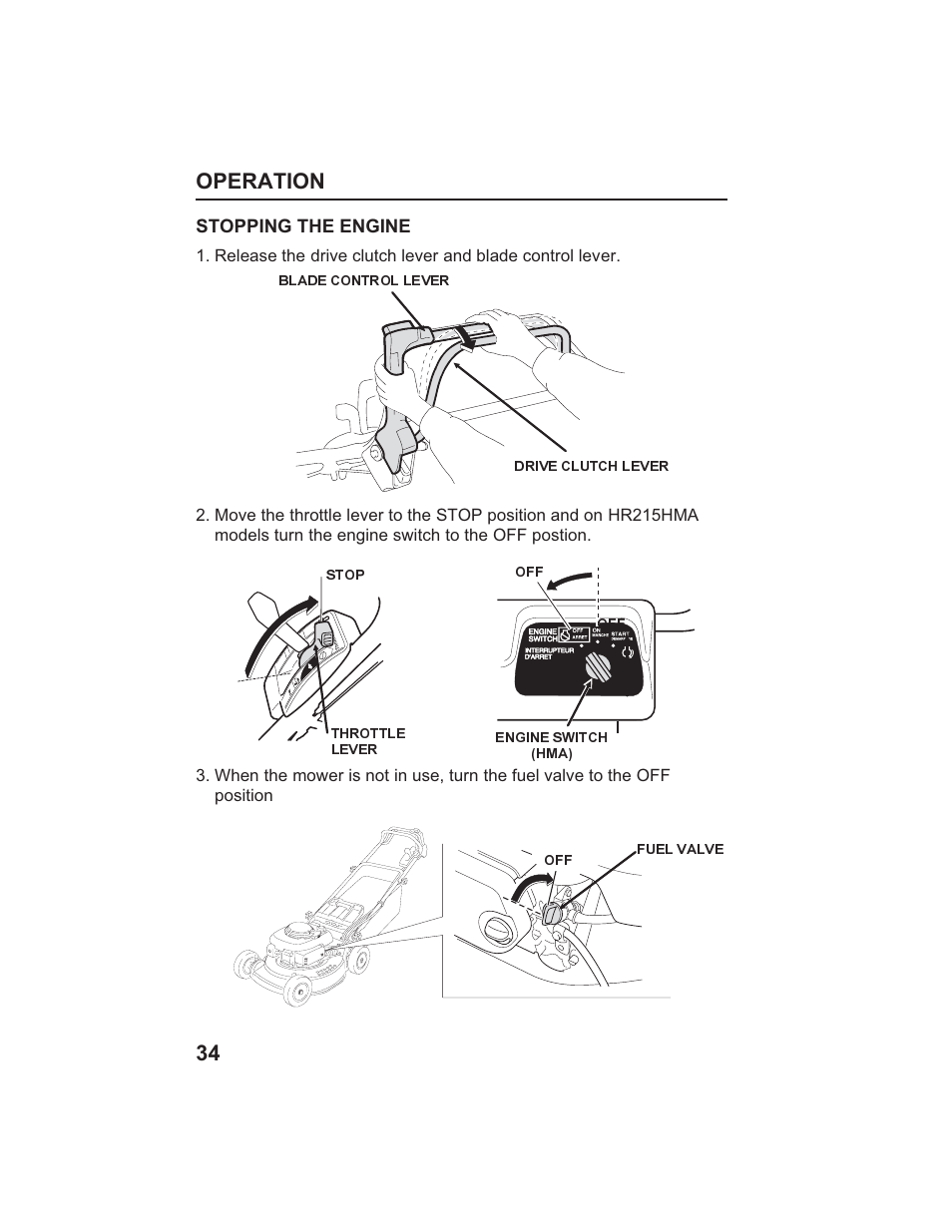 Operation 34 | HONDA HR215SXA User Manual | Page 36 / 95