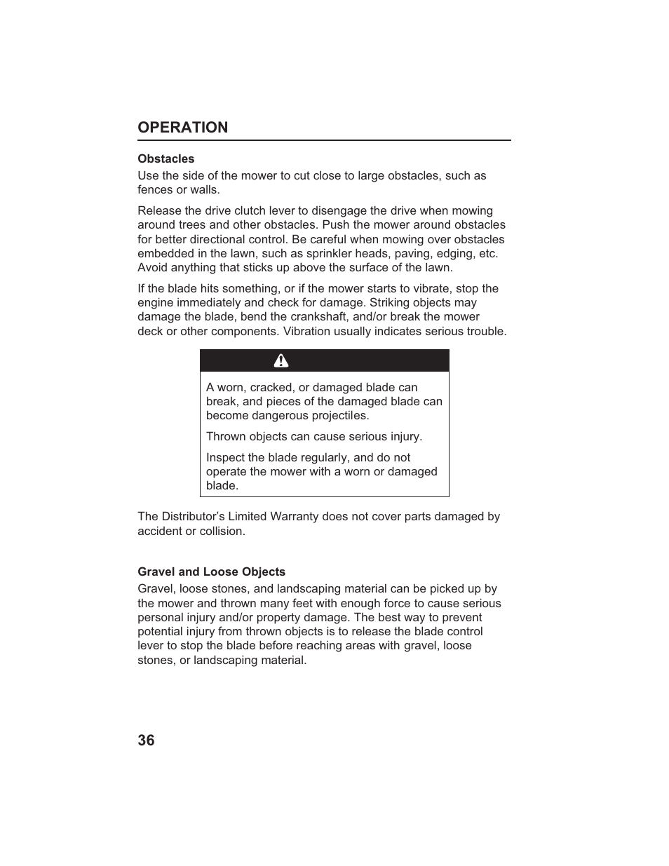 Warning | HONDA HR215SXA User Manual | Page 38 / 95