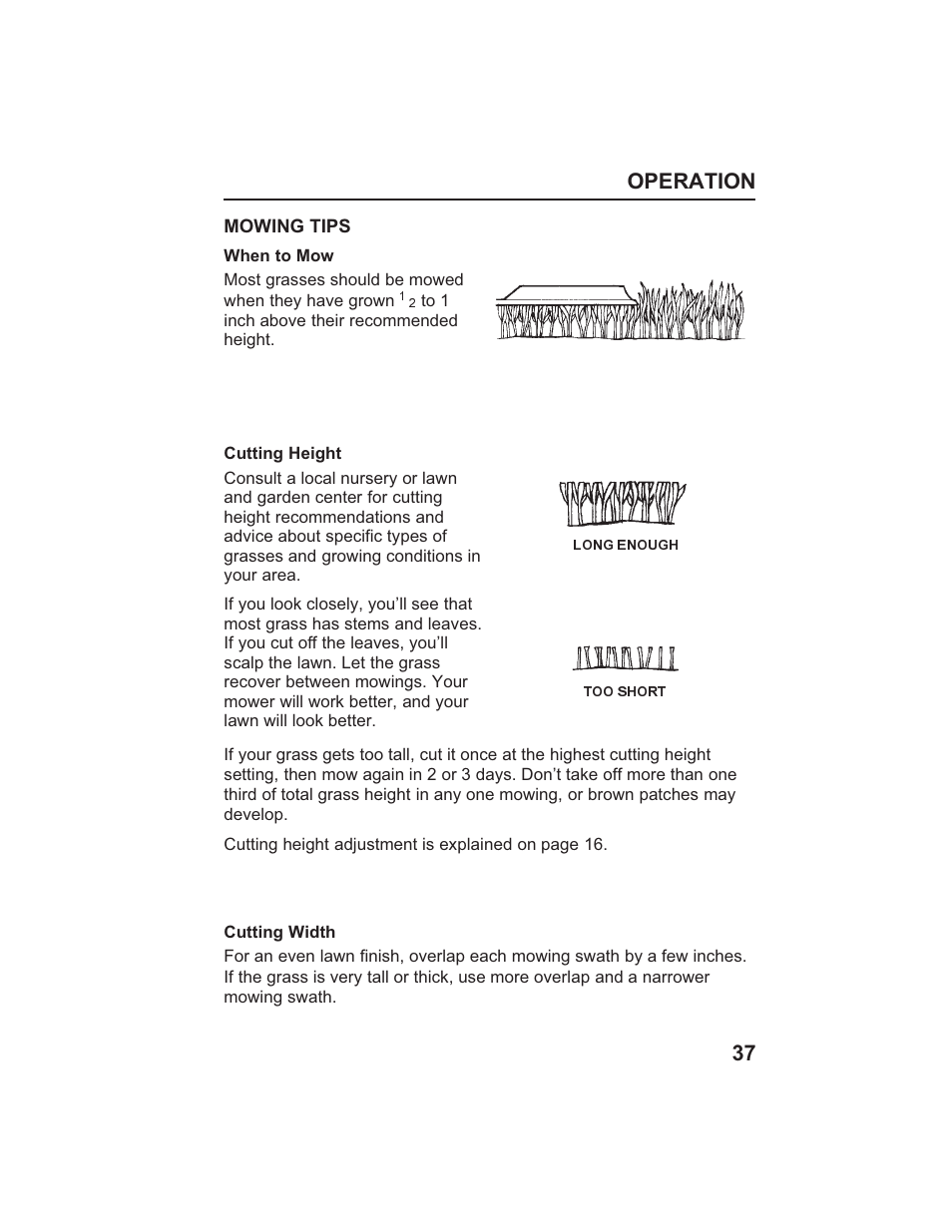 Operation 37 | HONDA HR215SXA User Manual | Page 39 / 95