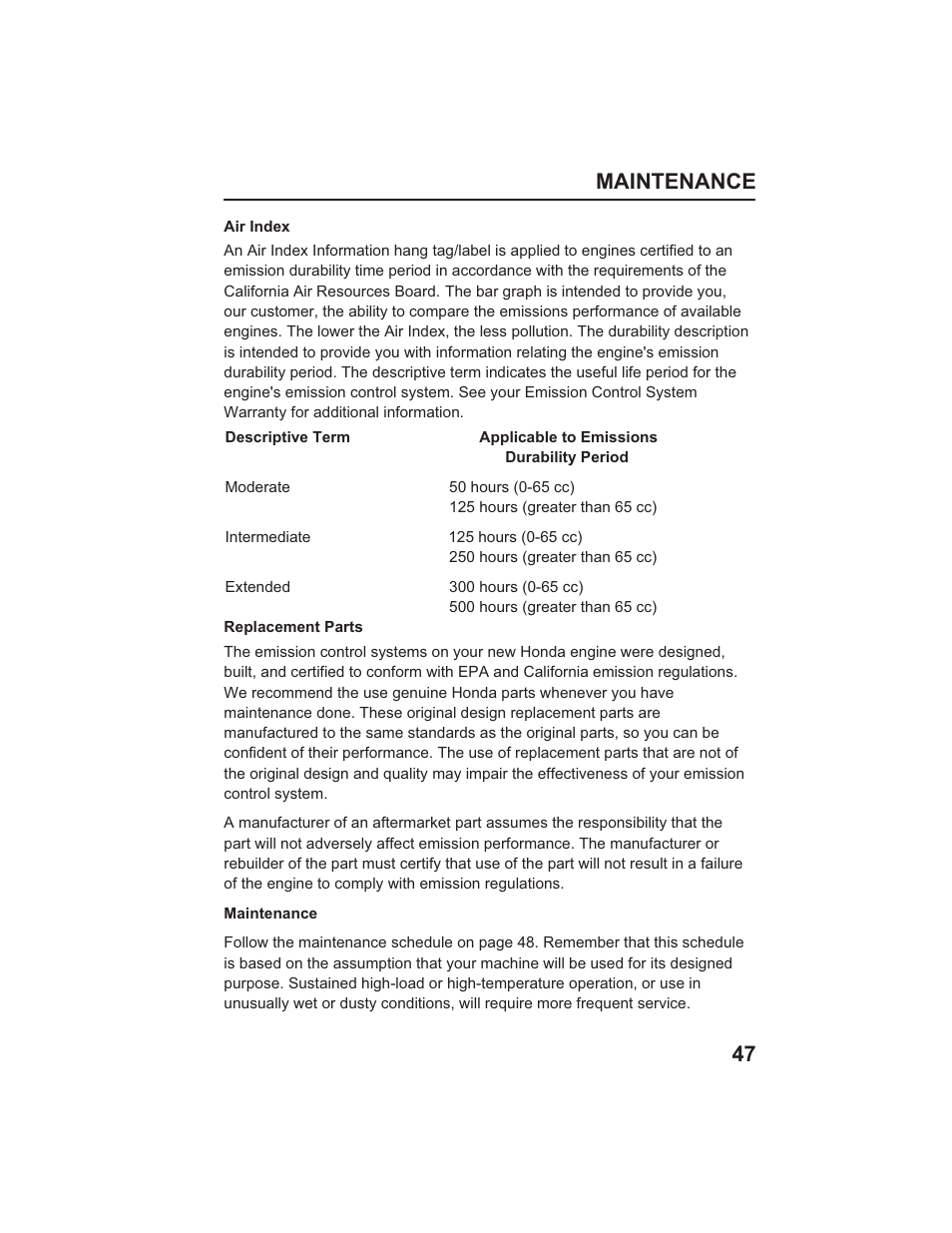 Maintenance 47 | HONDA HR215SXA User Manual | Page 49 / 95