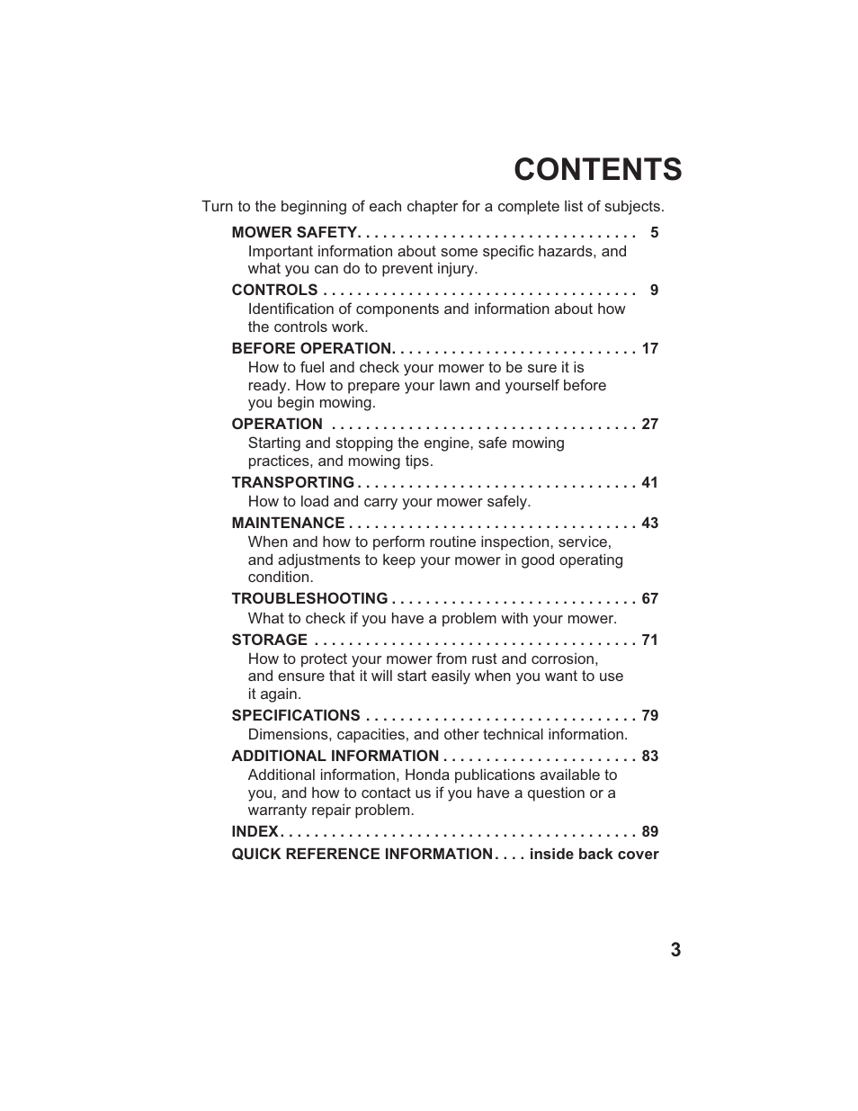 HONDA HR215SXA User Manual | Page 5 / 95